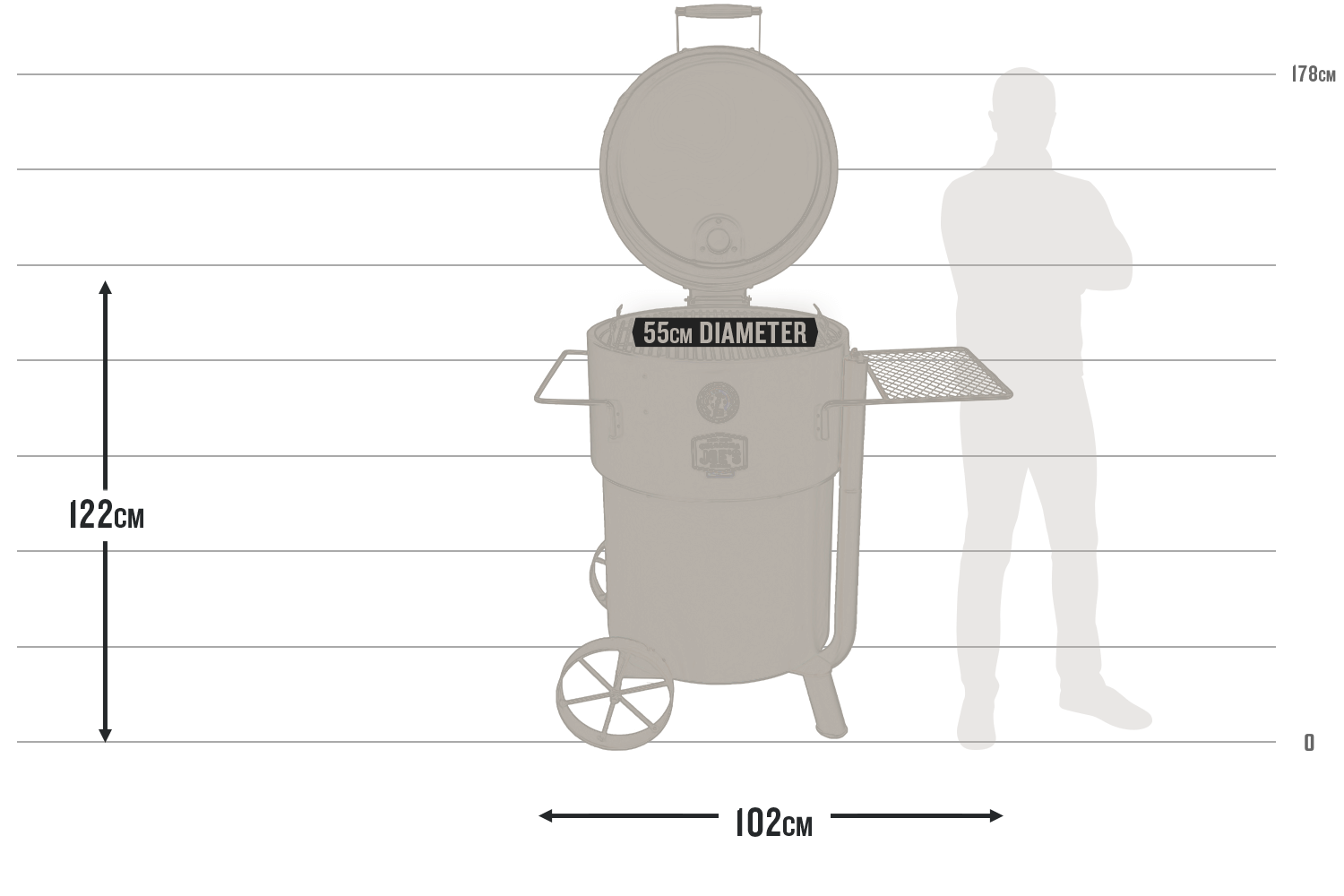 Bronco Pro Drum Smoker dimensions