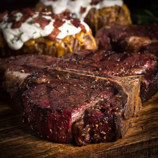 Reverse Seared Porterhouse with Hasselback Potatoes